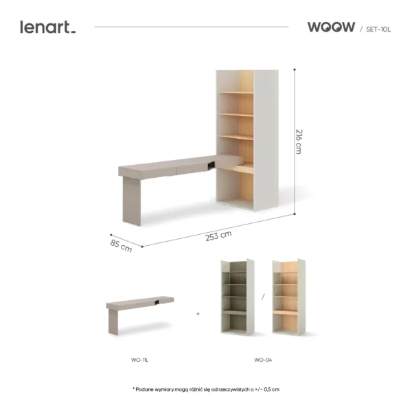 wymiary produktu SET-WOS10L regał vincenza