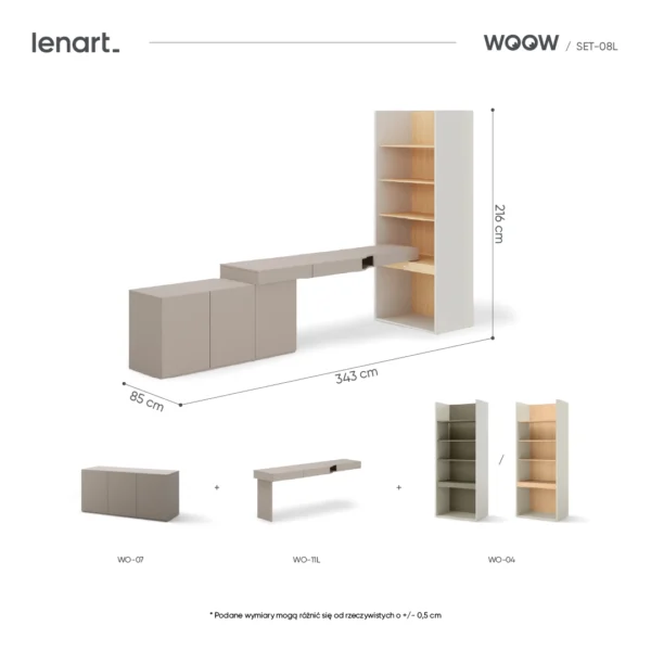 wymiary produktu SET-WOS8L regał vincenza