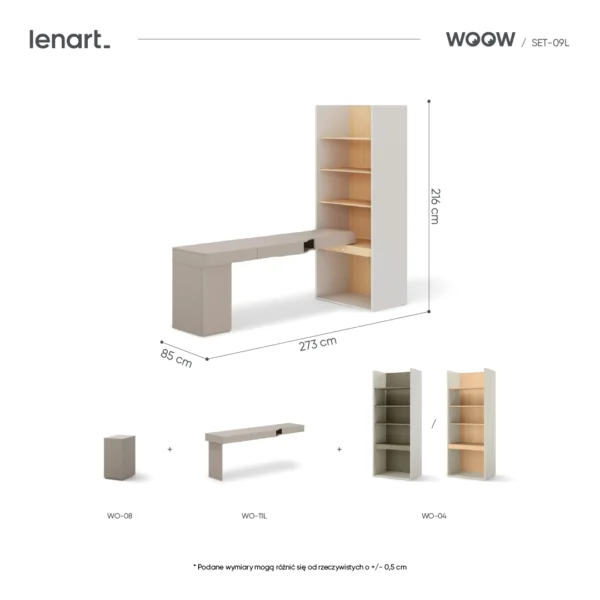 wymiary produktu SET-WOS9L regał vincenza