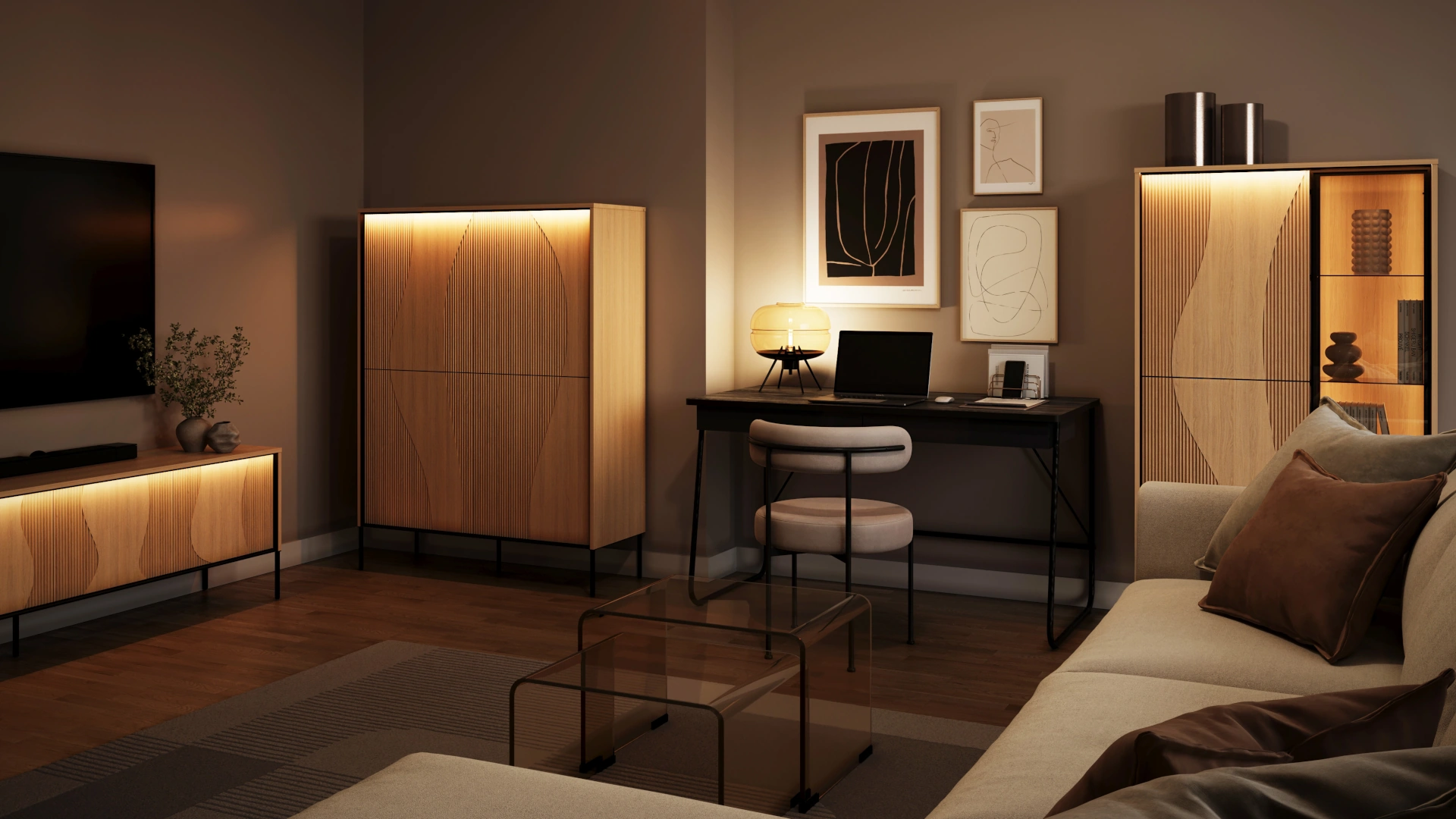 aranżacja wieczorna salon FLOW