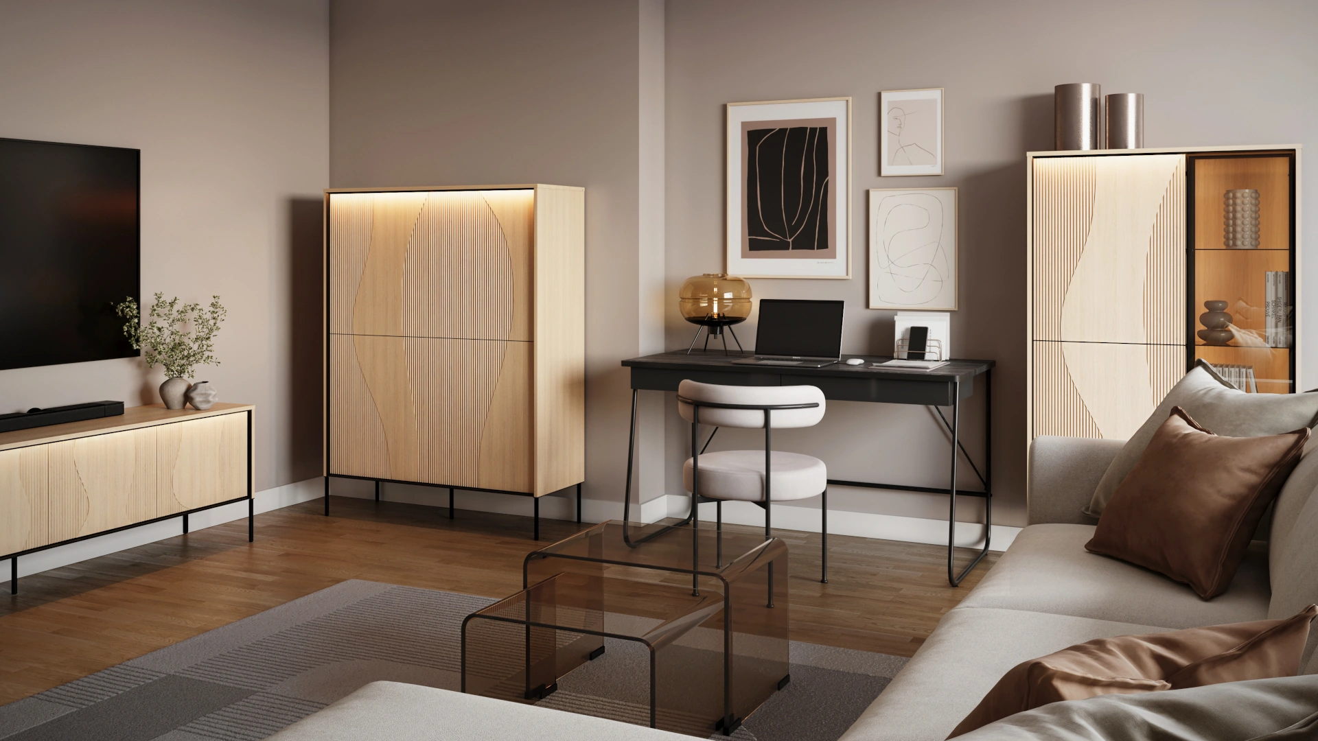 aranżacja wieczorna salonu FLOW