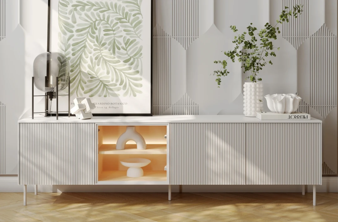 biała szfafka rtv na nóżkach Liba LB-05A