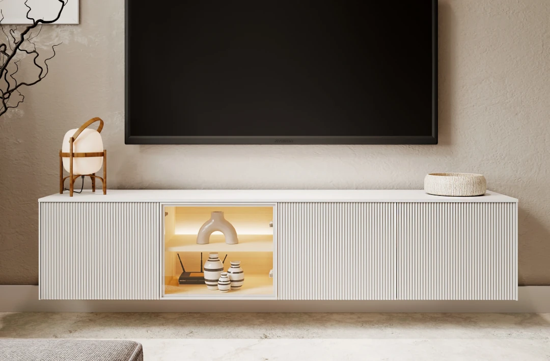 biała szfafka rtv podwieszana Liba LB-05B