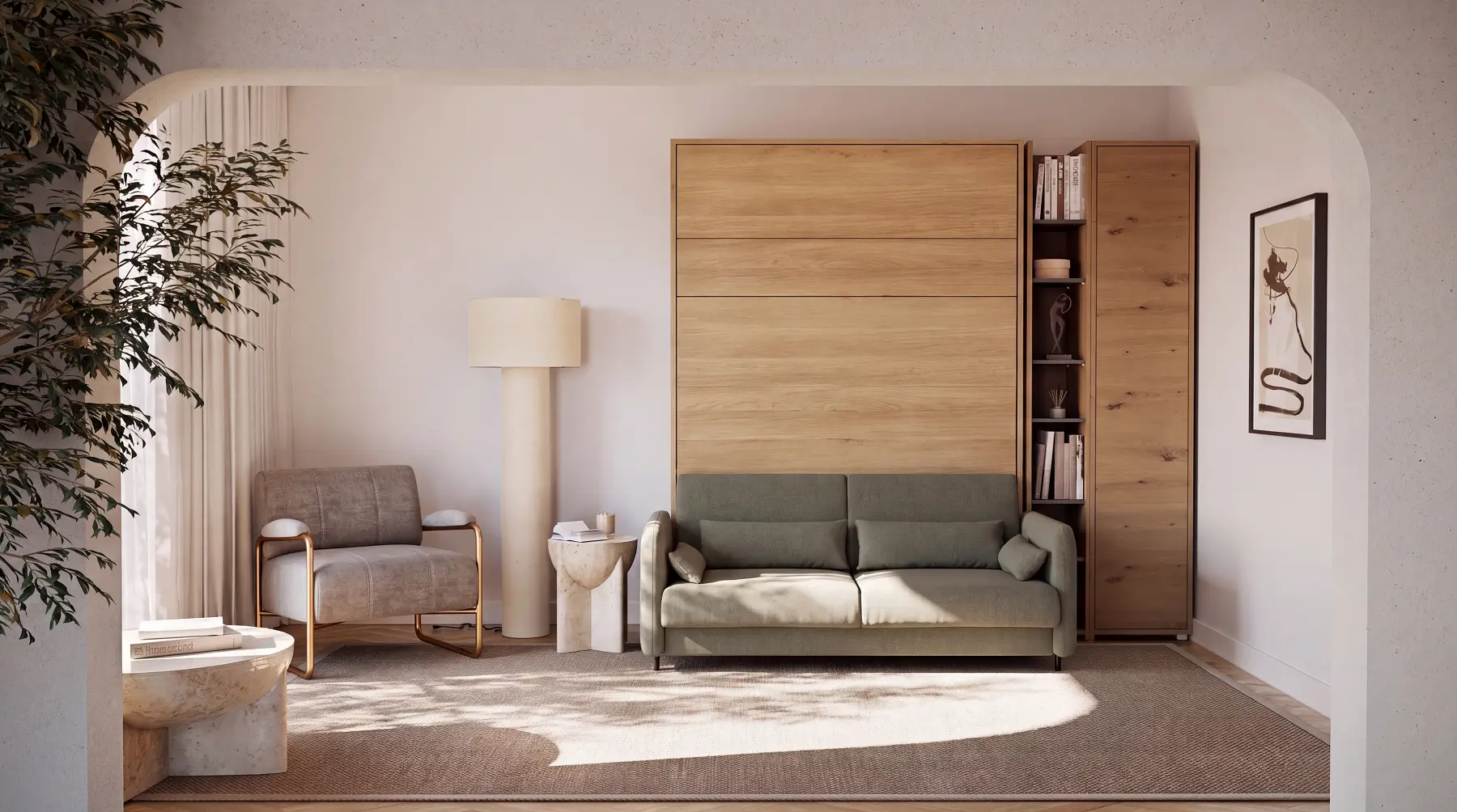 Półkotapczan poziomy Bed Concept w salonie